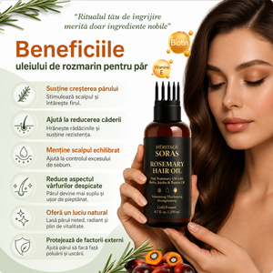 Ulei de Rozmarin pentru Creșterea Părului cu Batana, Biotină, Jojoba și Ricin