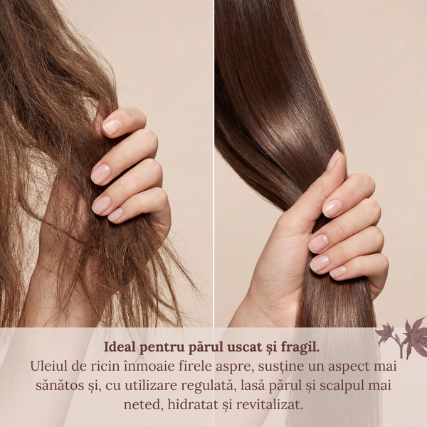 Ulei de Ricin Presat la Rece pentru Gene, Sprâncene, Păr și Unghii, 3 Aplicatoare Incluse