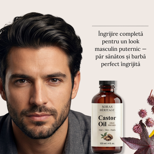 Ulei de Ricin Presat la Rece pentru Gene, Sprâncene, Păr și Unghii, 3 Aplicatoare Incluse