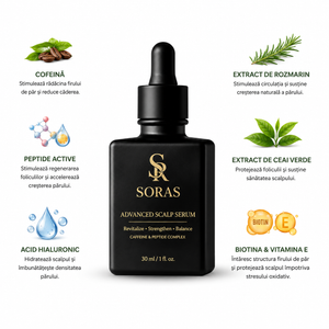Ser pentru Creșterea Părului și Anti-Cădere | Peptide Active • Acid Hialuronic • Cofeină