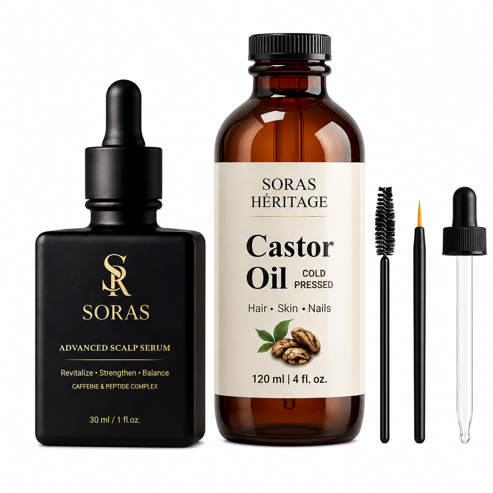 Kit Profesional Anti-Cădere & Creștere Ser cu Peptide Active + Ulei de Ricin Presat la Rece