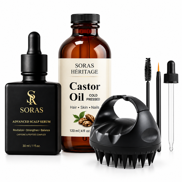 Kit Profesional Anti-Cădere & Creștere Ser cu Peptide Active + Ulei de Ricin Presat la Rece