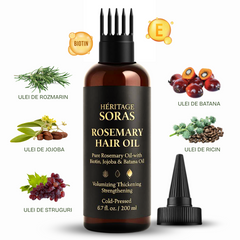 Ulei de Rozmarin 100% Pur pentru Creșterea Părului – cu Biotină, Jojoba și Ricin, Tratament Fortifiant și Hidratant