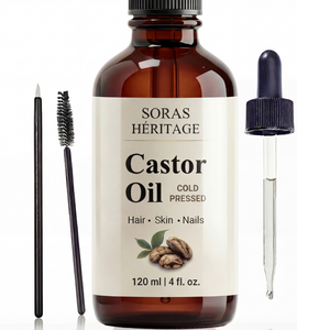 Ulei de Ricin Presat la Rece pentru Gene, Sprâncene, Păr și Unghii, 3 Aplicatoare Incluse